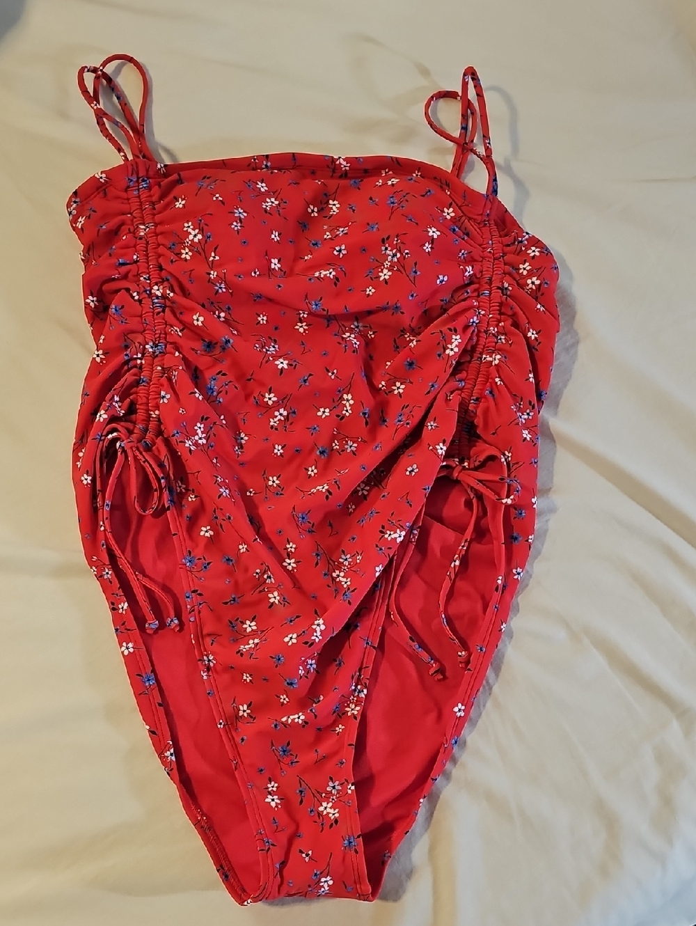 Wild Fable Red Floral One-Piece Swimsuit with Side Ruching